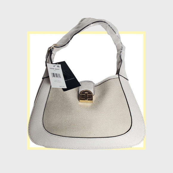 Nine West Ione Hobo White Shoulder Bag Purse - Picture 2 of 10